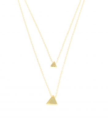 Sterling Silver Triangles Double Strand Necklaces, Gold Plated - 4