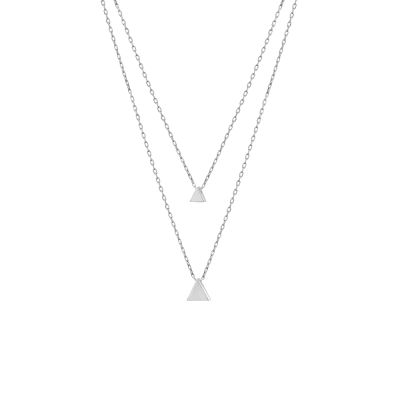 Sterling Silver Triangles Double Strand Necklaces, Gold Plated - 5