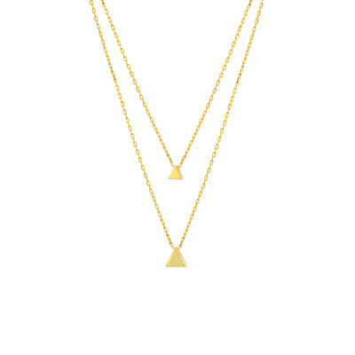 Sterling Silver Triangles Double Strand Necklaces, Gold Plated - 6