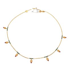 Strand Dew Necklace in 24K Gold with Jade & Ruby - Nusrettaki