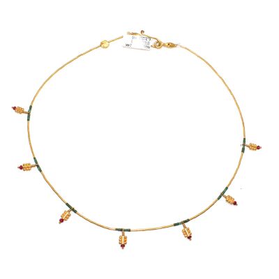 Strand Dew Necklace in 24K Gold with Jade & Ruby - 1