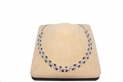 Tennis Fancy Necklace White - White Blue Stone - Nusrettaki (1)